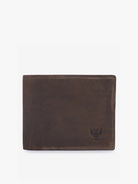 

LEISURES Men Brown Solid Leather Two Fold Wallet