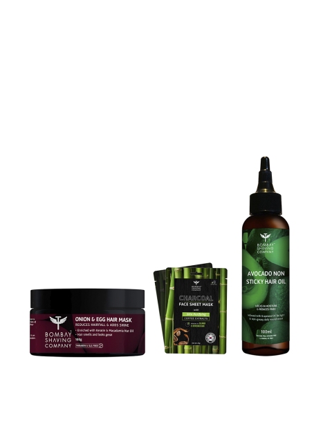 

Bombay Shaving Company Hair Care Gift Set & 2 Charcoal Face Sheet Mask, Black