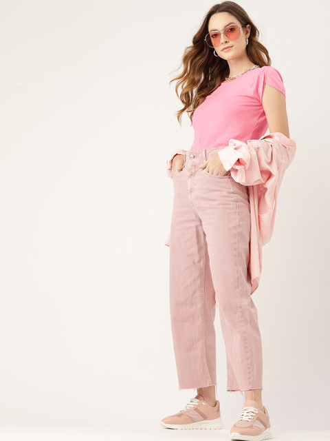

DressBerry Pink Pure Cotton Solid Regular Top