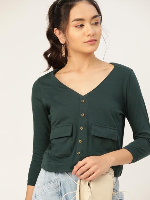

DressBerry Green Regular Crop Top