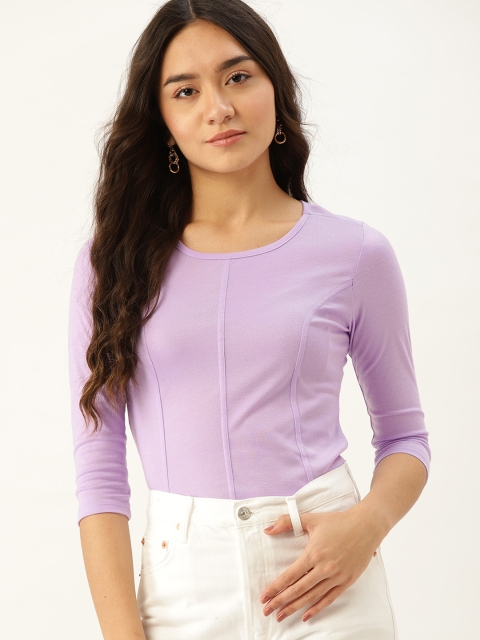 

DressBerry Lavender Solid Fitted Top