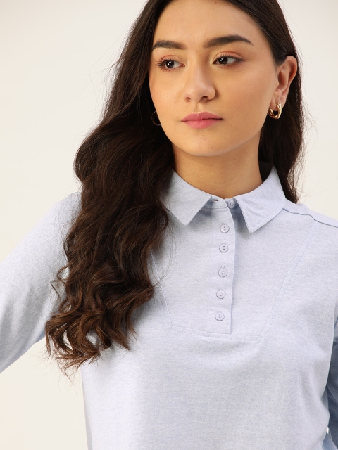

DressBerry Women Blue Solid Polo Collar T-shirt