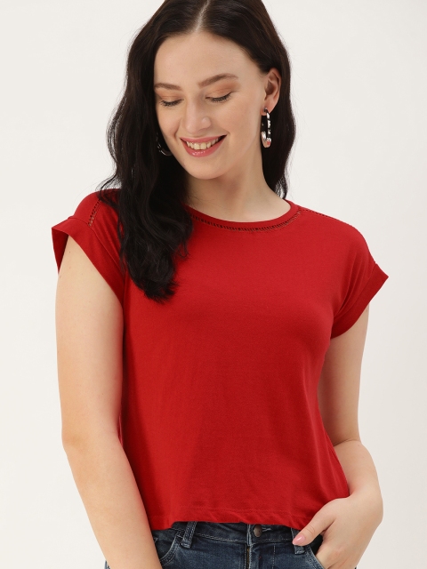 

DressBerry Red Extended Sleeves Regular Top