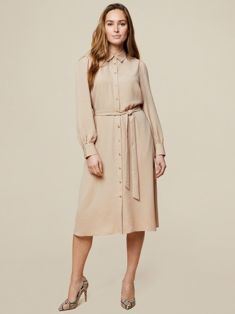 

DOROTHY PERKINS Women Beige Solid Shirt Dress