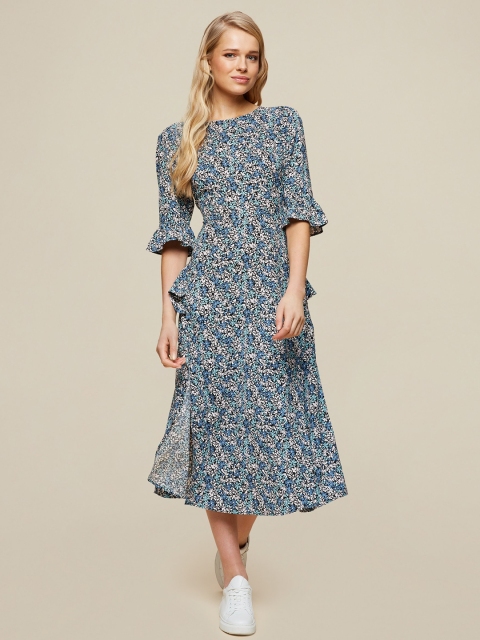 

DOROTHY PERKINS Women Blue & White Printed A-Line Dress