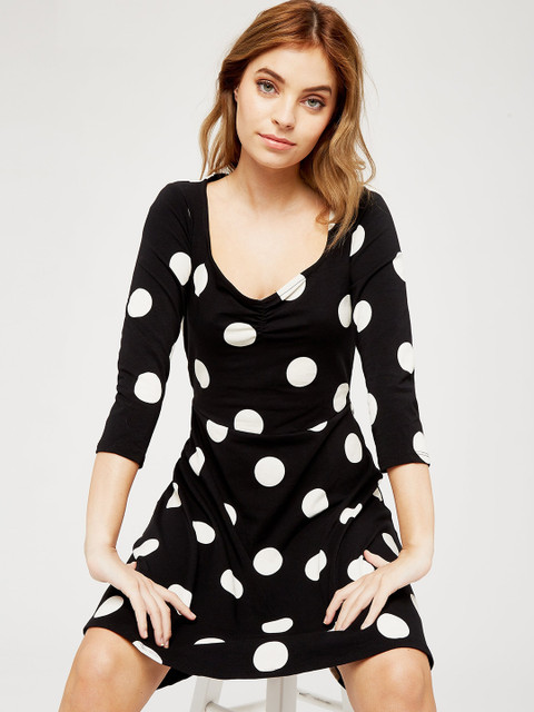 

DOROTHY PERKINS Women Black Polka Dots Print A-Line Dress