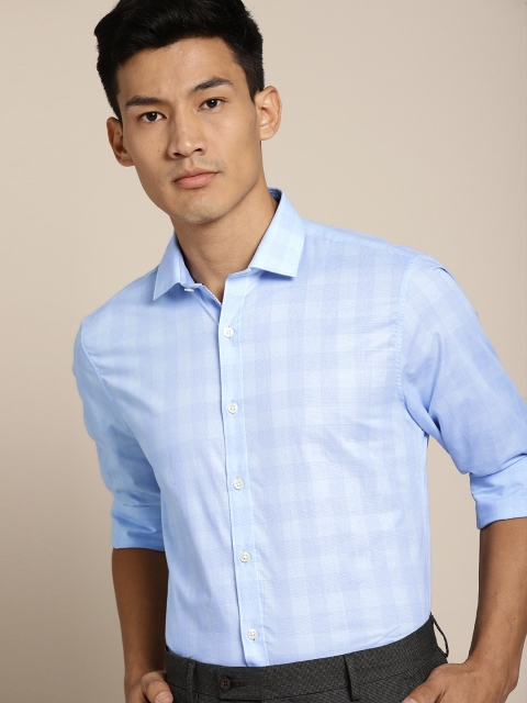 

INVICTUS Blue Checked Slim Fit Semiformal Shirt