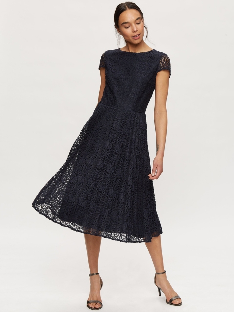 

DOROTHY PERKINS Women Navy Blue Embroidered A-Line Dress