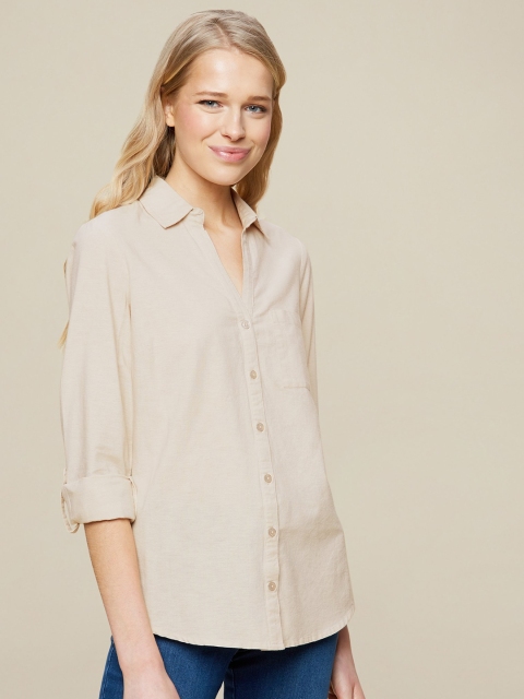 

DOROTHY PERKINS Women Beige Regular Fit Solid Casual Shirt