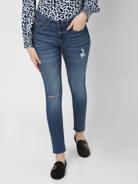 

Vero Moda Women Blue Skinny Fit Mildly Distressed Light Fade Stretchable Jeans