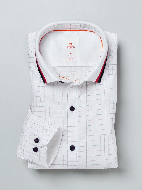 

INVICTUS White Checked Slim Formal Shirt