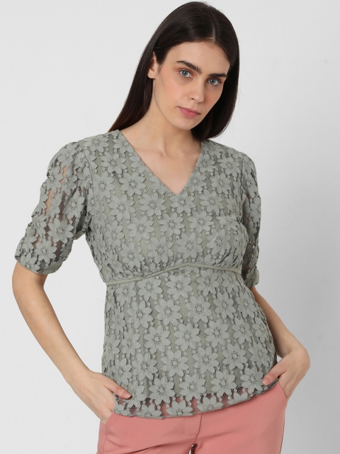 

Vero Moda Grey Lace Inserts Regular Top