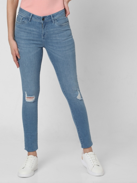 

Vero Moda Women Blue Skinny Fit Mildly Distressed Light Fade Stretchable Jeans