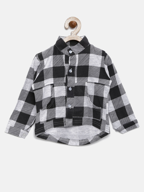 

YK Boys Grey & Black Checked Casual Shirt