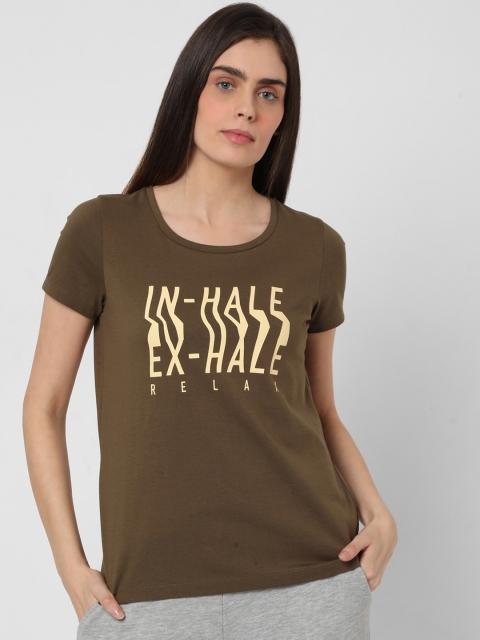 

Vero Moda Women Olive Brown Printed T-shirt