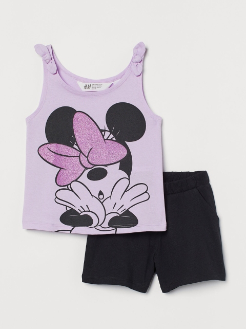 

H&M Girls Black & Purple 2-Piece Printed Jersey Set