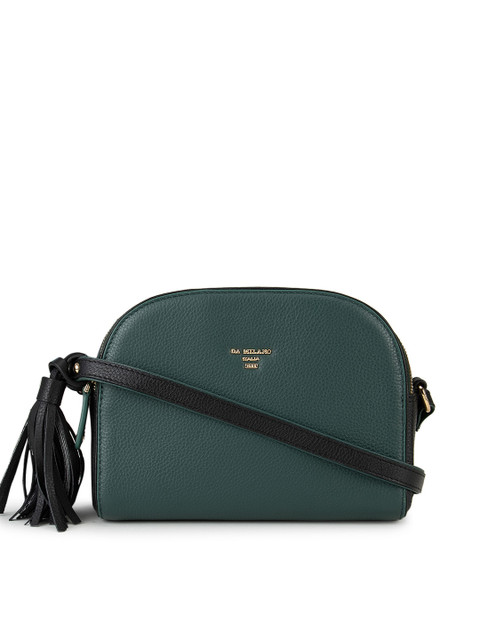 

Da Milano Green Solid Leather Sling Bag