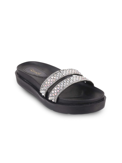 

Catwalk Women Silver-Toned Rhinestones Embellished Open Toe Flats