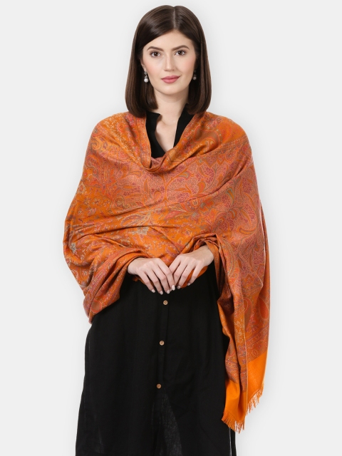 

Pashtush Women Orange & Pink Woven Design Shawl