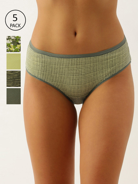 

Enamor Women Pack of 5 Antimicrobial Full Coverage Mid Waist Hipster Panty - CH05, Multi