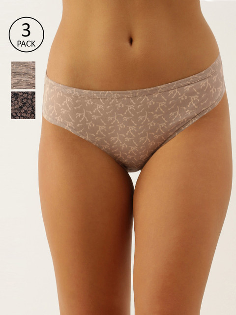 

Enamor Women Pack of 3 Antimicrobial Full Coverage Low Waist Cotton Bikini Panty - CB03, Multi