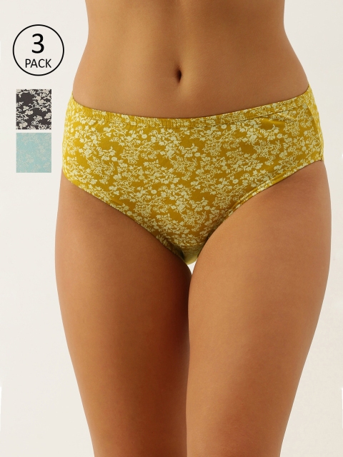 

Enamor Women Pack of 3 Antimicrobial Full Coverage Mid Waist Cotton Hipster Panty - CH03, Multi