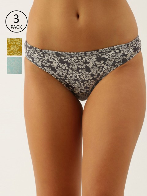 

Enamor Women Pack of 3 Antimicrobial Full Coverage Low Waist Cotton Bikini Panty - CB03, Multi
