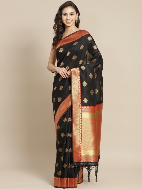 

Mitera Black & Golden Ethnic Motifs Liva Saree