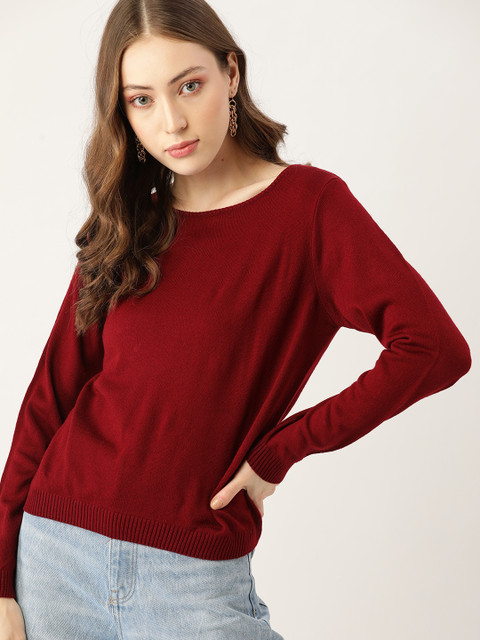 

DressBerry Women Maroon Solid Pullover