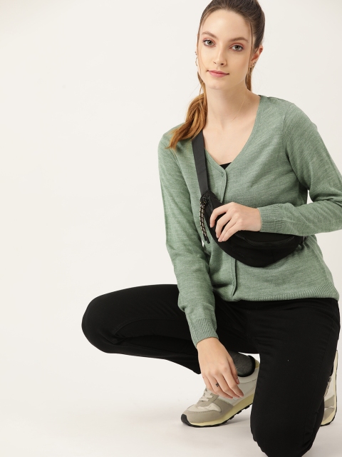 

DressBerry Women Green Solid Cardigan