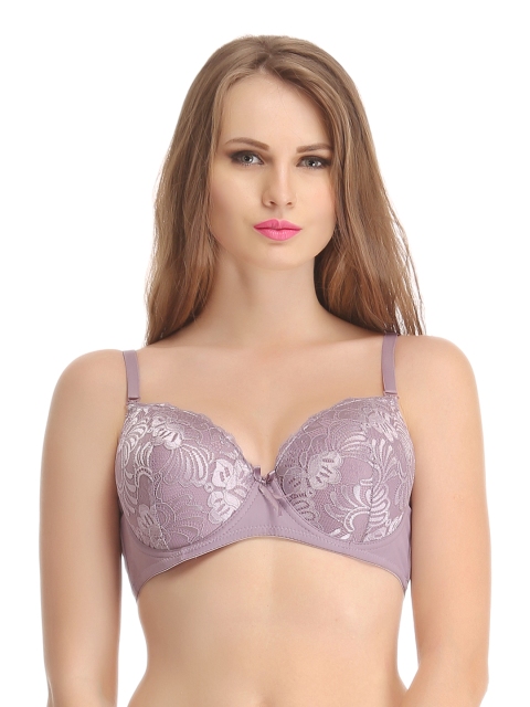 

Clovia Mauve Full Coverage Lace Bra BR0605P12