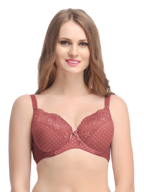 

Clovia Maroon Full Coverage Polka Dot Print Bra BR0607P09
