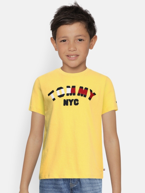 

Tommy Hilfiger Kids Yellow Embroidered Round Neck Pure Cotton T-shirt