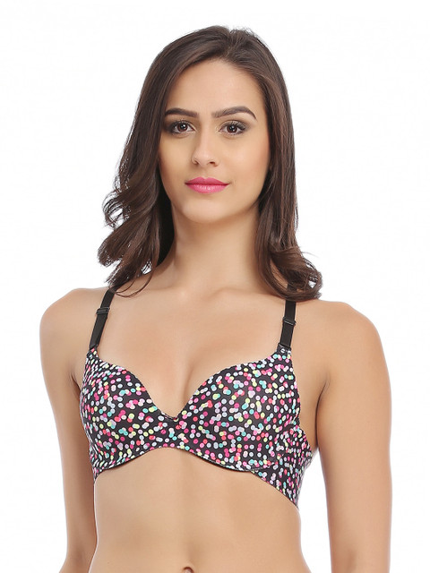 

Clovia Black Printed T-shirt Bra BR0614P13