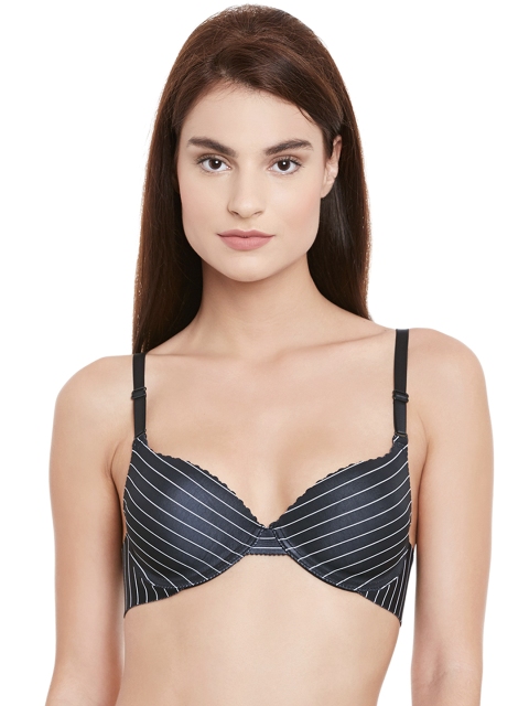 

Clovia Black Striped Push-Up Bra BR0621P1334B