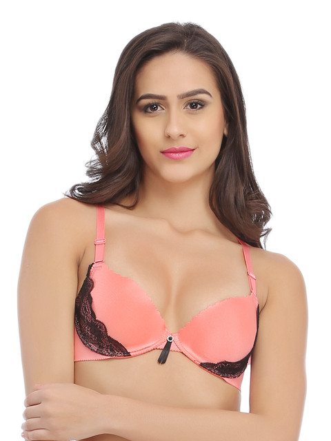 

Clovia Peach-Coloured Push-Up Bra BR0625P16