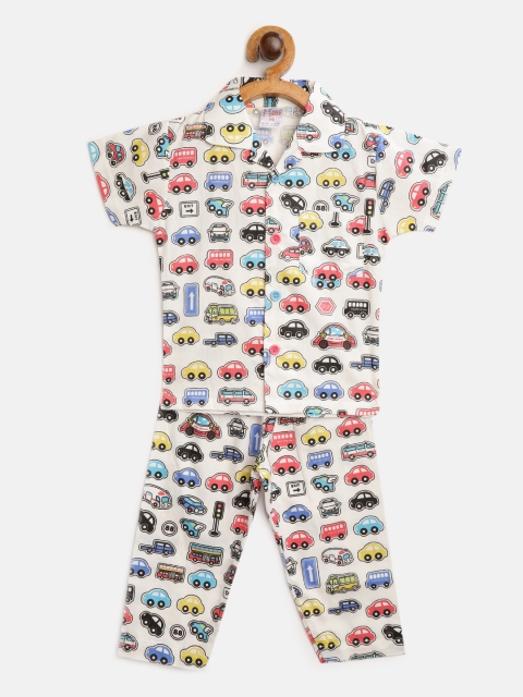 

NAUTI KIDZ Boys Multicoloured Cars Print Pure Cotton Night suit, Multi