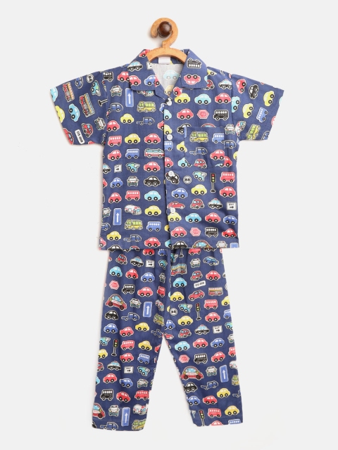 

NAUTI KIDZ Boys Blue & Red Cars Print Pure Cotton Night suit