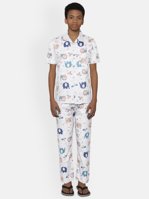 

NAUTI KIDZ Boys Lavender & Blue Pure Cotton Printed Night Suit