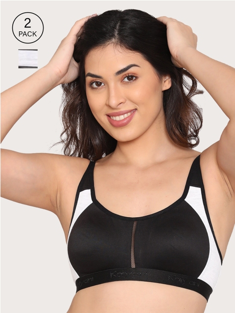 

Kalyani Pack Of 2 Black & White Solid Non-Wired Non Padded Everyday Bra 2241