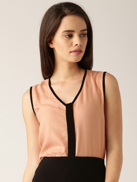 

DressBerry Women Peach-Coloured Solid Top