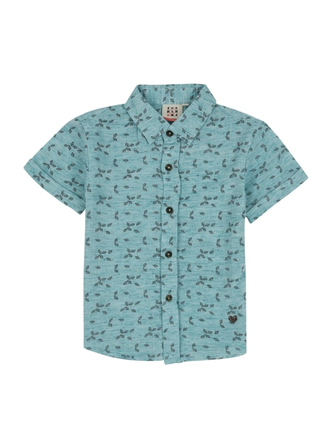 

Ed-a-Mamma Boys Green & Black Regular Fit Printed Casual Sustainable Shirt