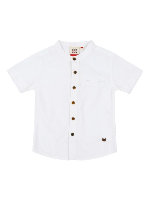 

Ed-a-Mamma Boys White Regular Fit Solid Casual Sustainable Shirt