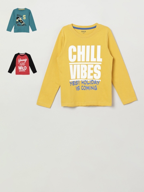 

max Pack of 3 Boys Multicoloured Printed Round Neck T-shirt, Multi