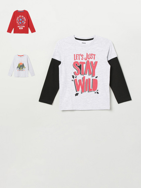 

max Pack of 3 Boys Multicoloured Printed Round Neck T-shirt, Multi