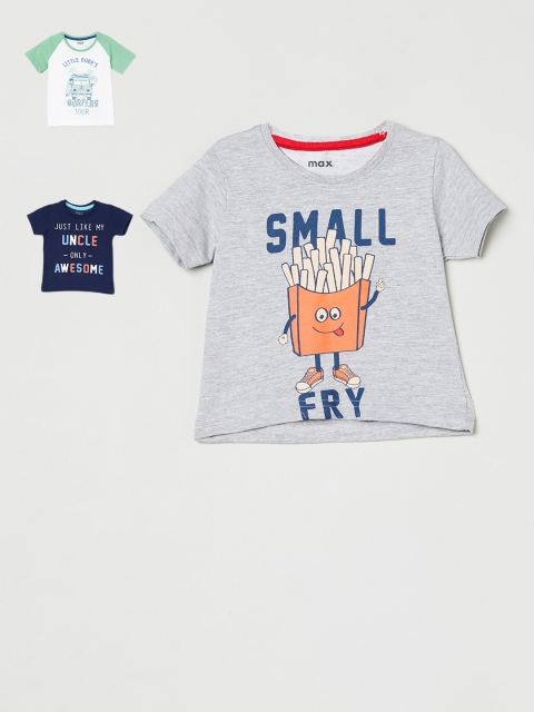 

max Pack of 3 Boys Multicoloured Printed Round Neck T-shirt, Multi