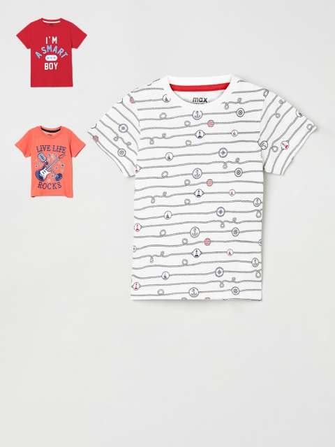 

max Pack of 3 Boys Multicoloured Printed Round Neck T-shirt, Multi