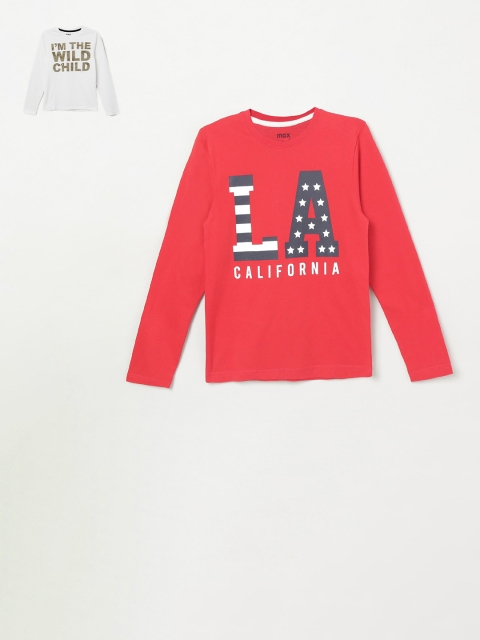 

max Pack of 2 Boys White & Red Printed Round Neck T-shirt