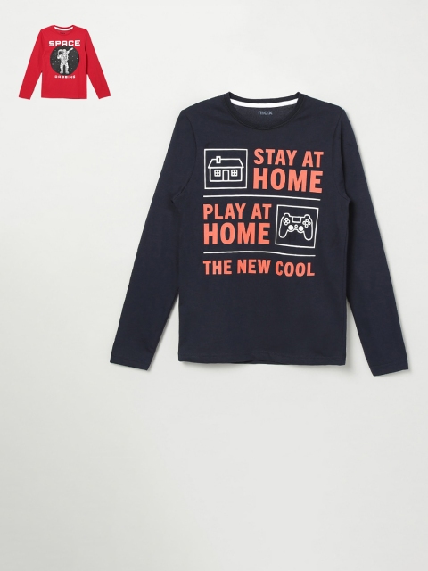 

max Boys Red & Black Pack of 2 Cotton Printed T-shirts