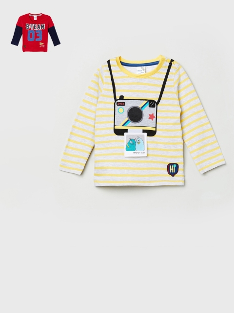 

max Boys Yellow & Red Pack of 2 Cotton Printed T-shirts